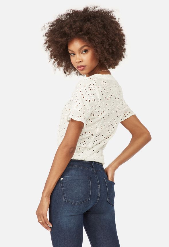 Button Front Eyelet Blouse
