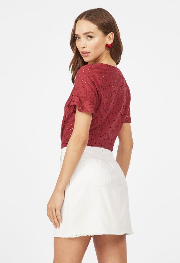 Button Front Eyelet Blouse
