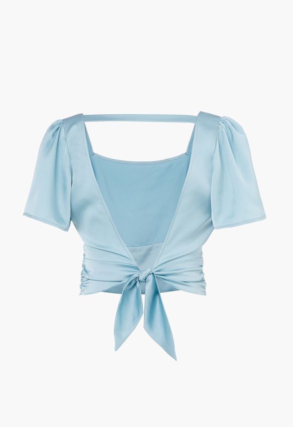 Charmeuse Bluse Mit Schleife Kleidung In Blau Gunstig Online Kaufen Im Justfab Shop Deutschland