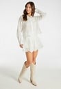 Cropped Eyelet Button Down Shirt