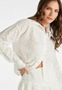 Cropped Eyelet Button Down Shirt