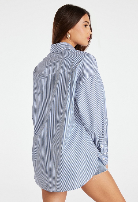 Oversized Men's Shirt With Piping