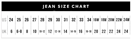 Justfab Jean Size Chart
